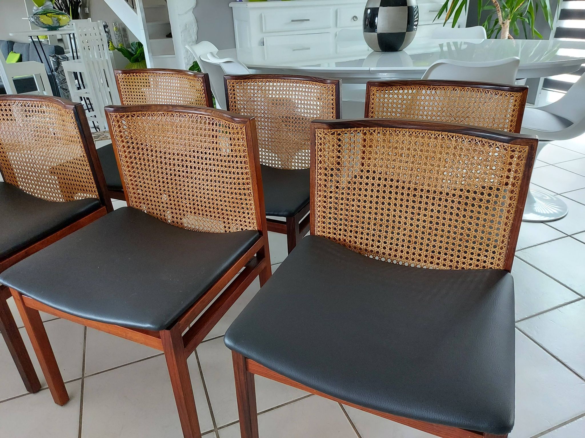 Suite of 6 chairs Italy Tito Agnoli rosewood 1960