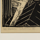 Hochbahn, B/W Linocut on Paper, 55 x 68 cm