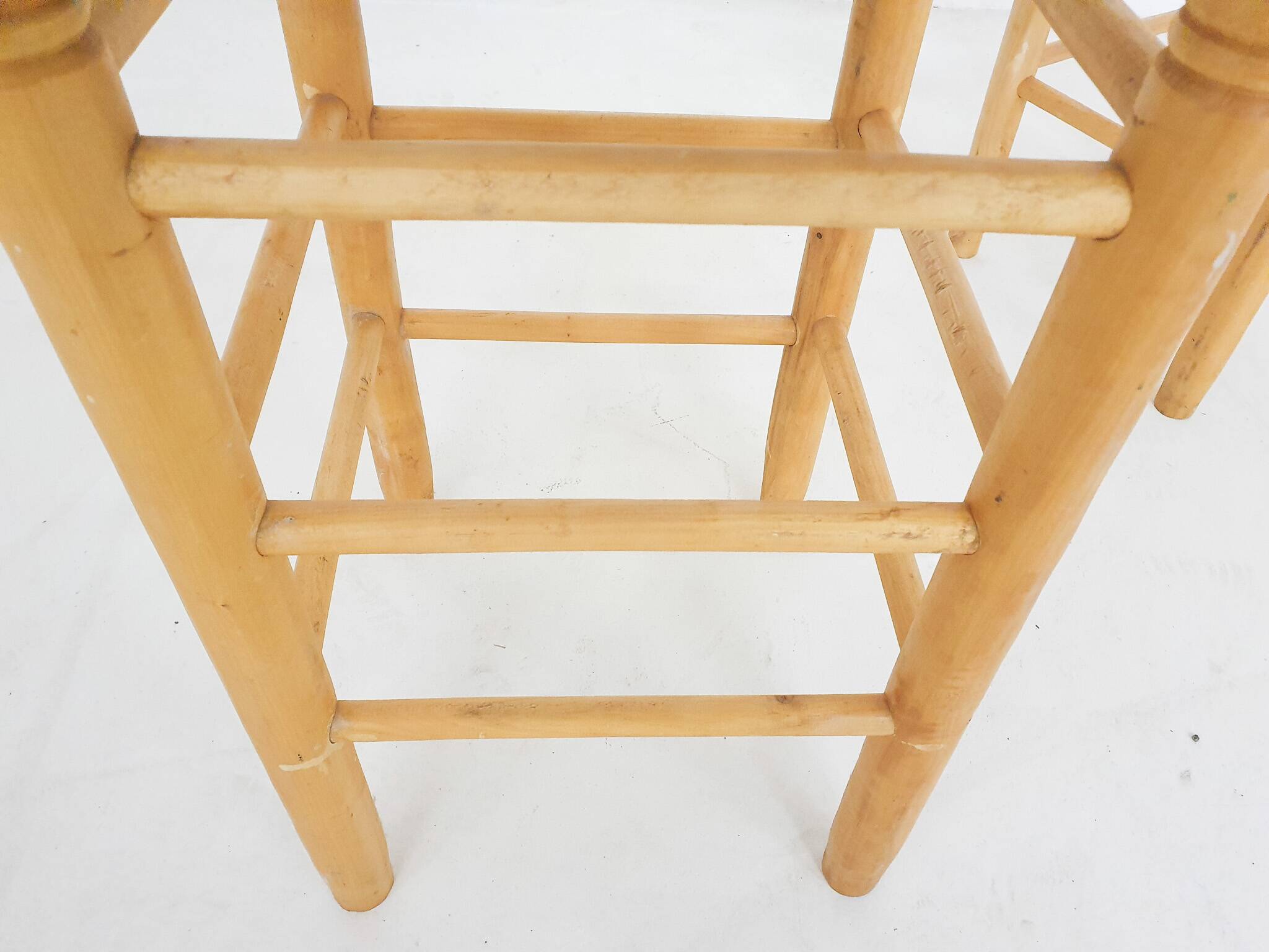 Set of two vintage rattan bar stools, The Netherlands 1970's