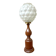 Large wood table lamp with frosted glass