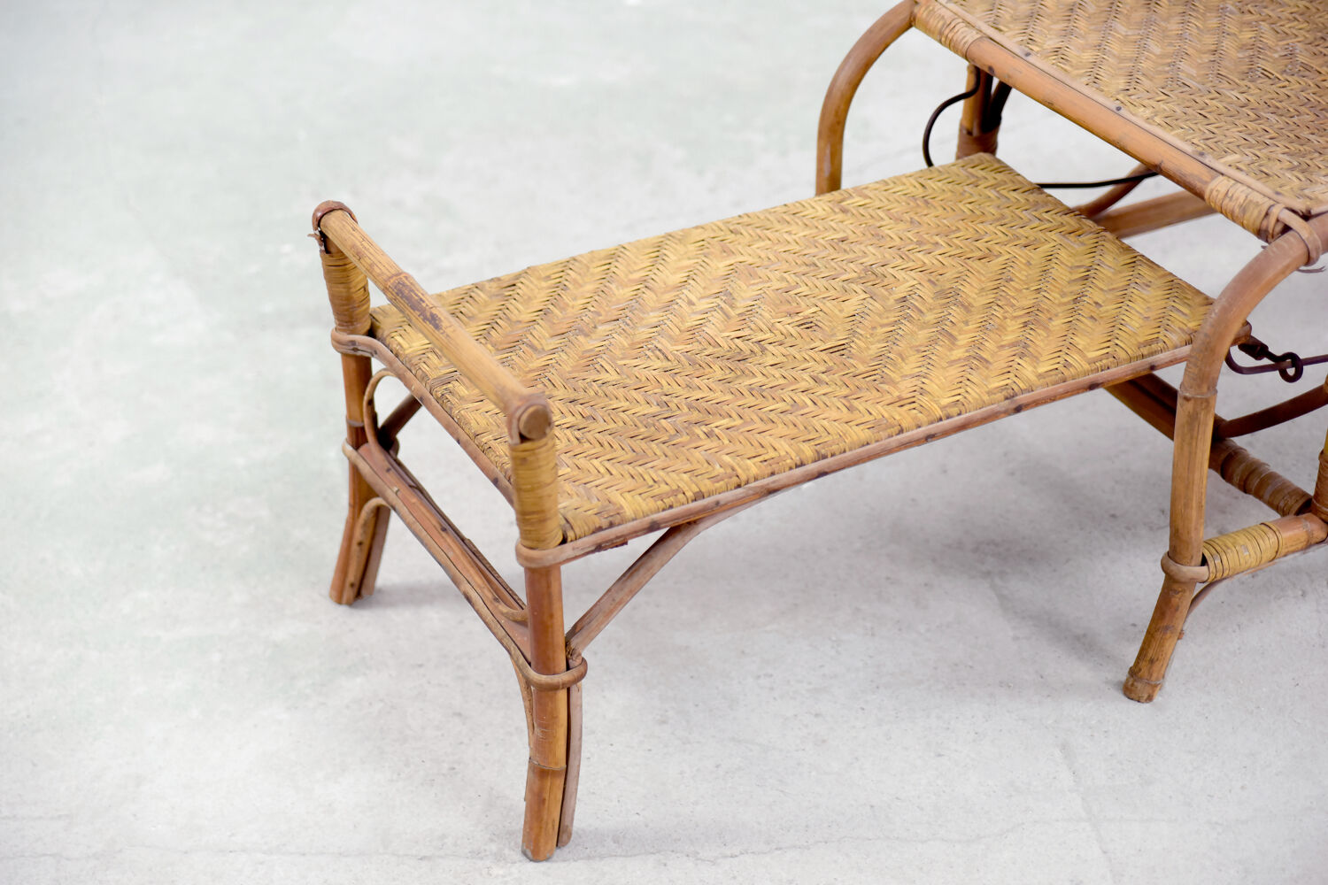 Bauhaus rattan armchair with ottoman by Erich Dieckmann, 1930s