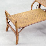 Bauhaus rattan armchair with ottoman by Erich Dieckmann, 1930s