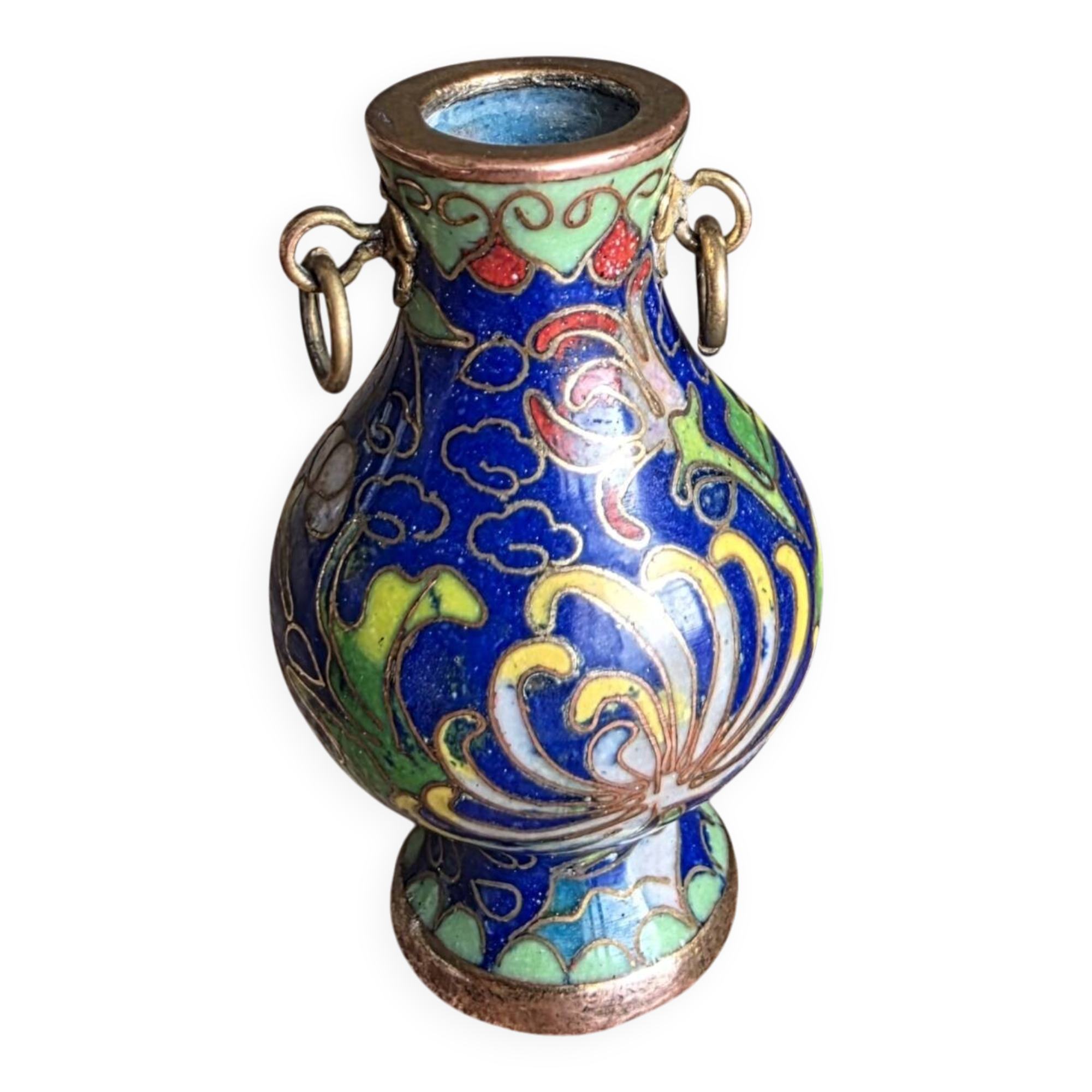 Mini vase de vitrine en émail cloisonné chinois