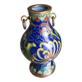 Mini vase de vitrine en émail cloisonné chinois