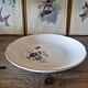 Hollow round plate Moulin des Loups Volubilis, blue flowers and gilding.