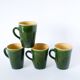 Set of 4 green mugs in glazed stoneware, ceramic, 1970