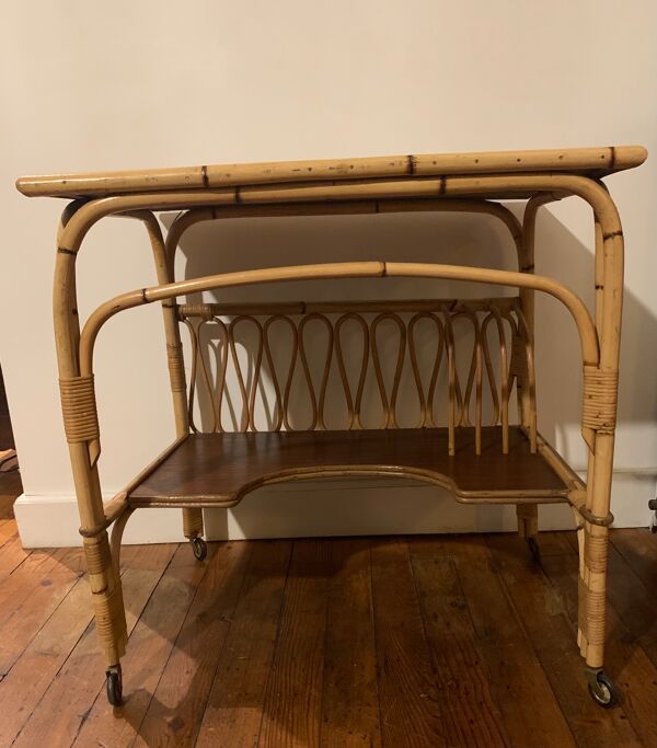 Bureau en rotin vintage