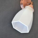 Original articulated wall lamp in white opaline and copper support