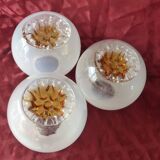 Series of 3 globes, vintage lampshades.
