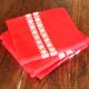 Set of 5 red woven napkins white black vintage white stripes