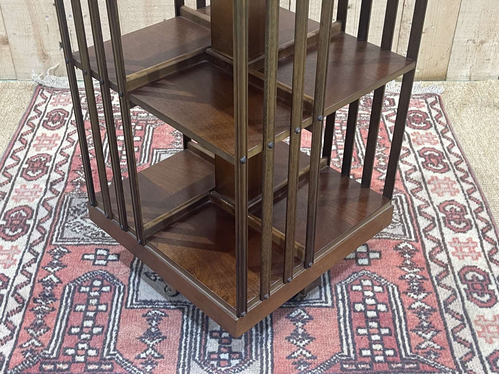 English mahogany revolving library from the 1950s