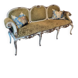 Antique Italian Baroque Louis XIV Lacquered and Parcel Gilt Sofa, 1600s
