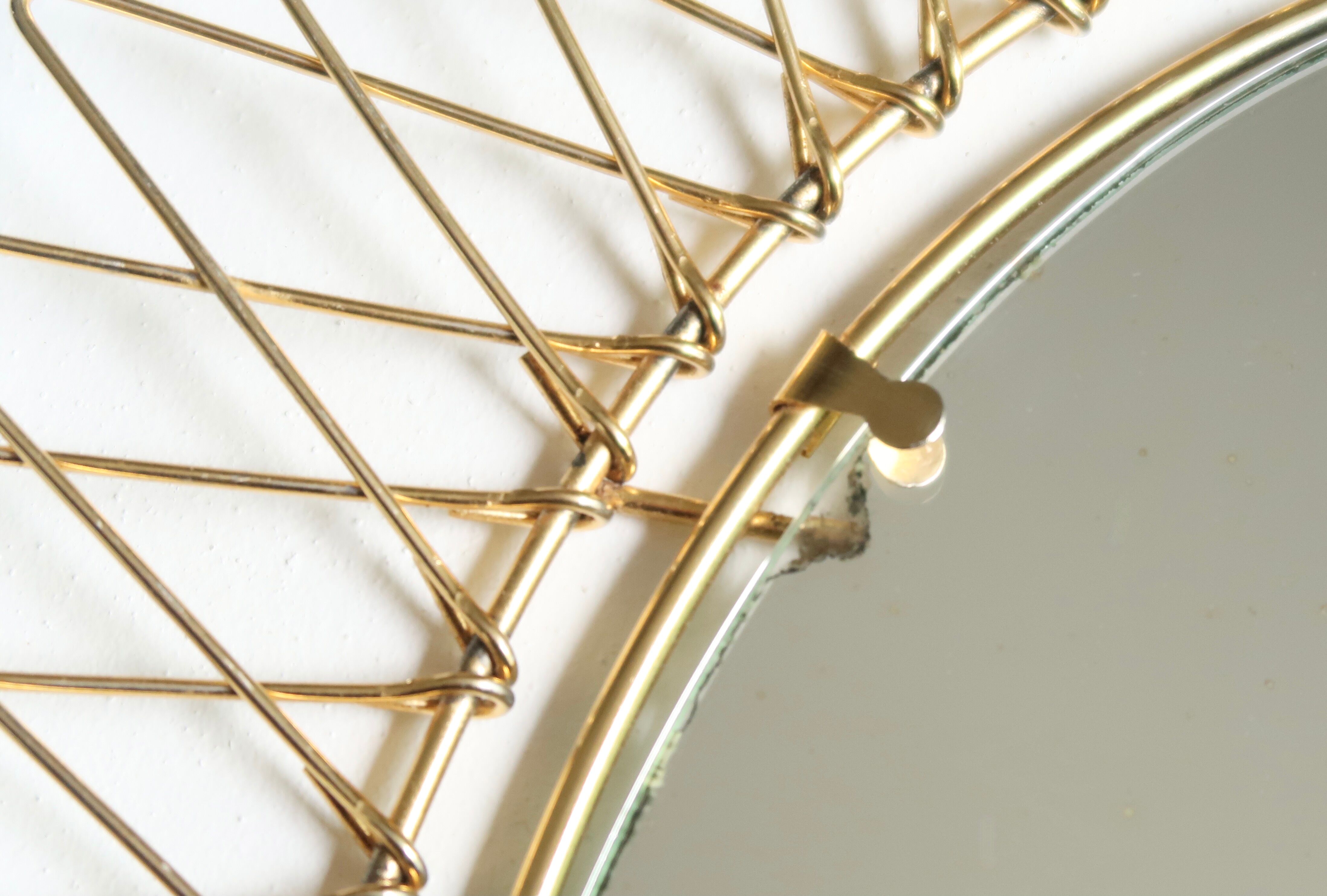 Oval golden sun mirror in metal, 1960s