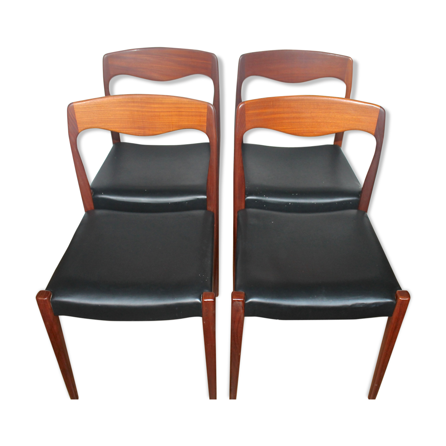 Lot de 4 chaises Niels Otto Moller en teck scandinave 60