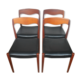 Lot de 4 chaises Niels Otto Moller en teck scandinave 60
