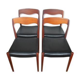Lot de 4 chaises Niels Otto Moller en teck scandinave 60