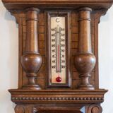 Henri II barometer and thermometer in carved wood