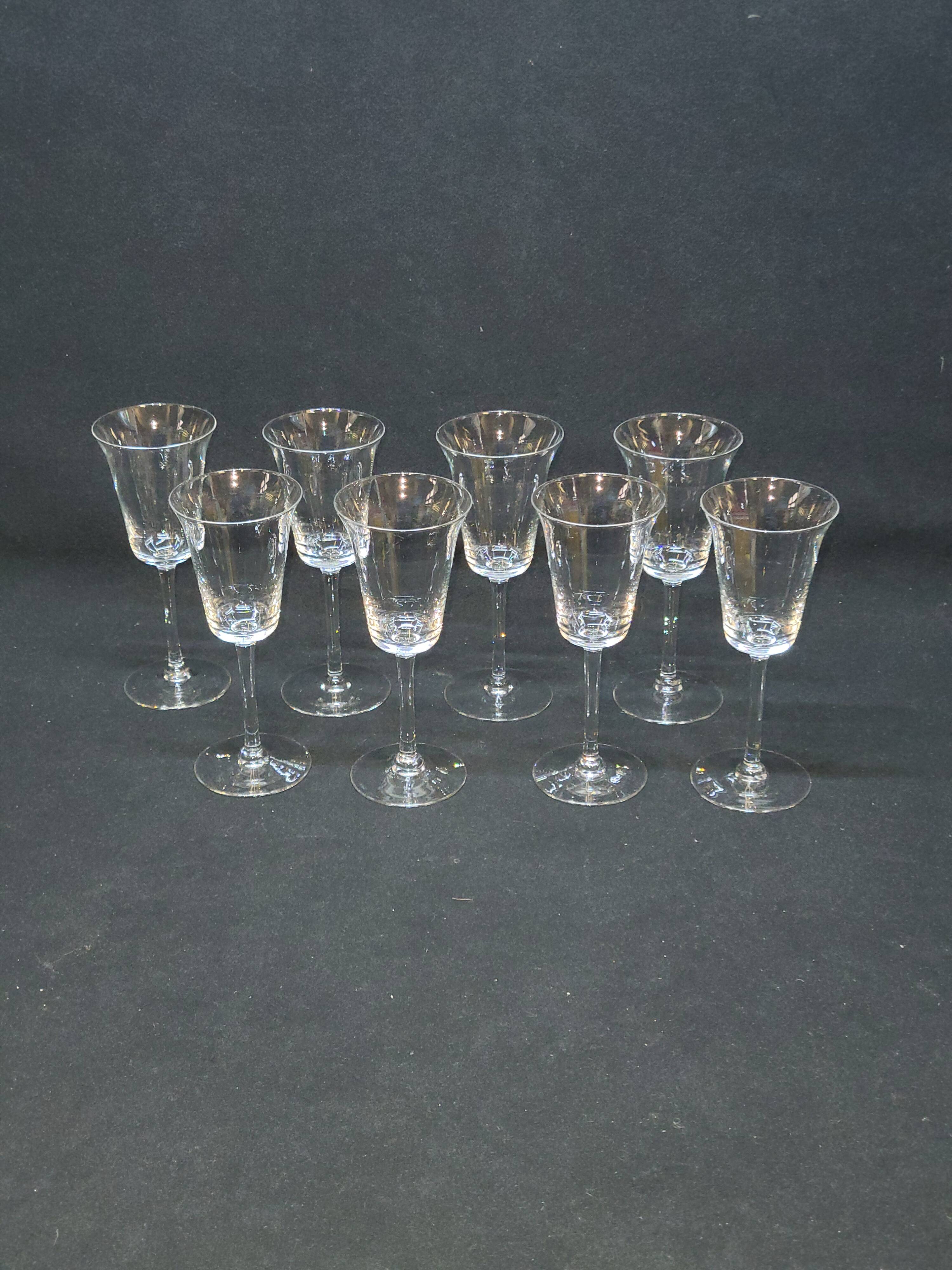 8 Fine Crystal Stemmed Glasses for Port or Liqueur - Baccarat? / Saint Louis