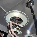 Chandelier Art Déco en laque noire et verre, 1930