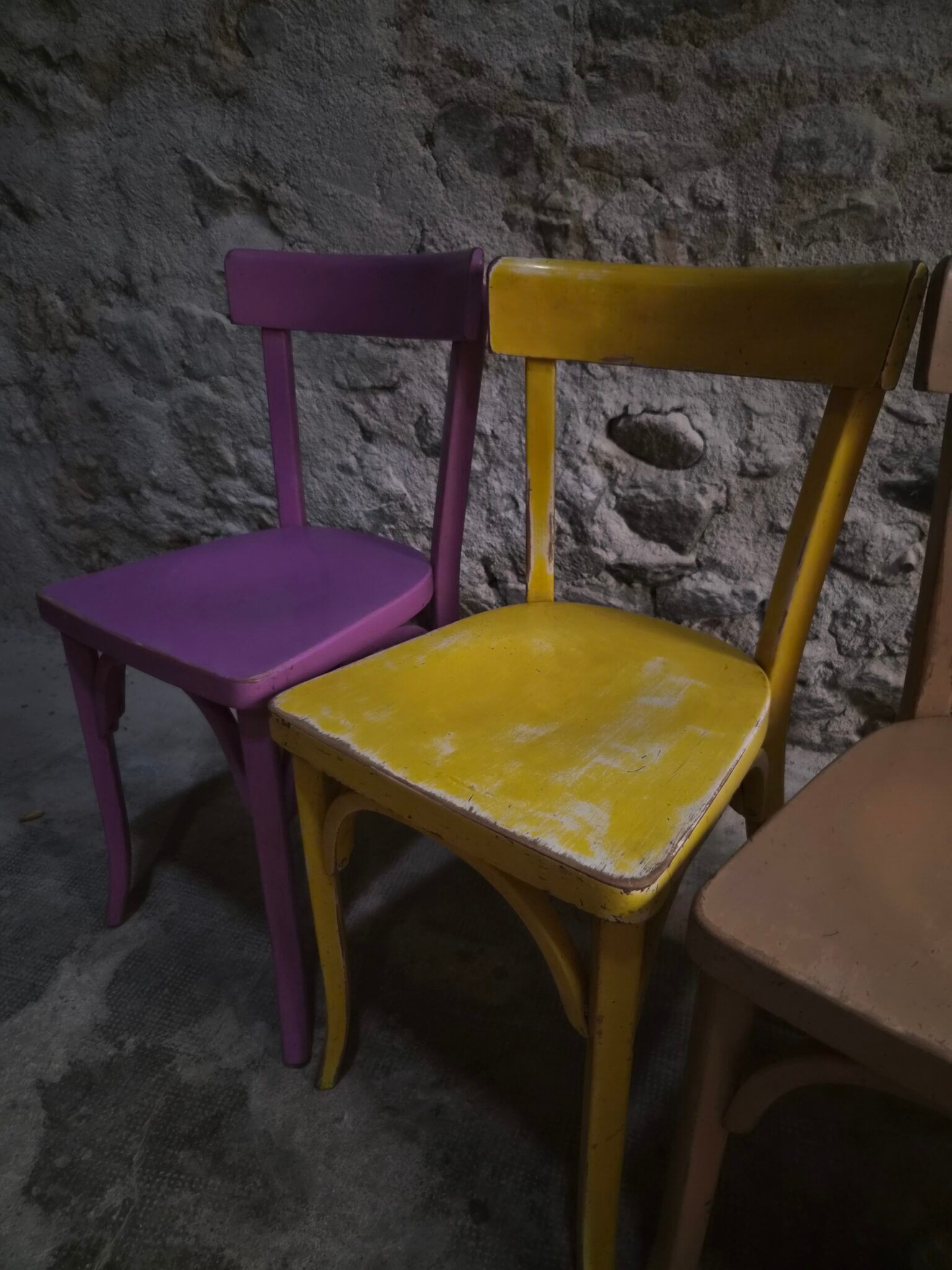 Chaises bistrot françaises Baumann en couleurs variées, lot de 6, années 1950