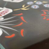 LONGWY earthenware dish with lilies signed L. VALENTI