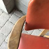 Red Art Deco office chair in wood, Lajos Kozma style, 1940s.