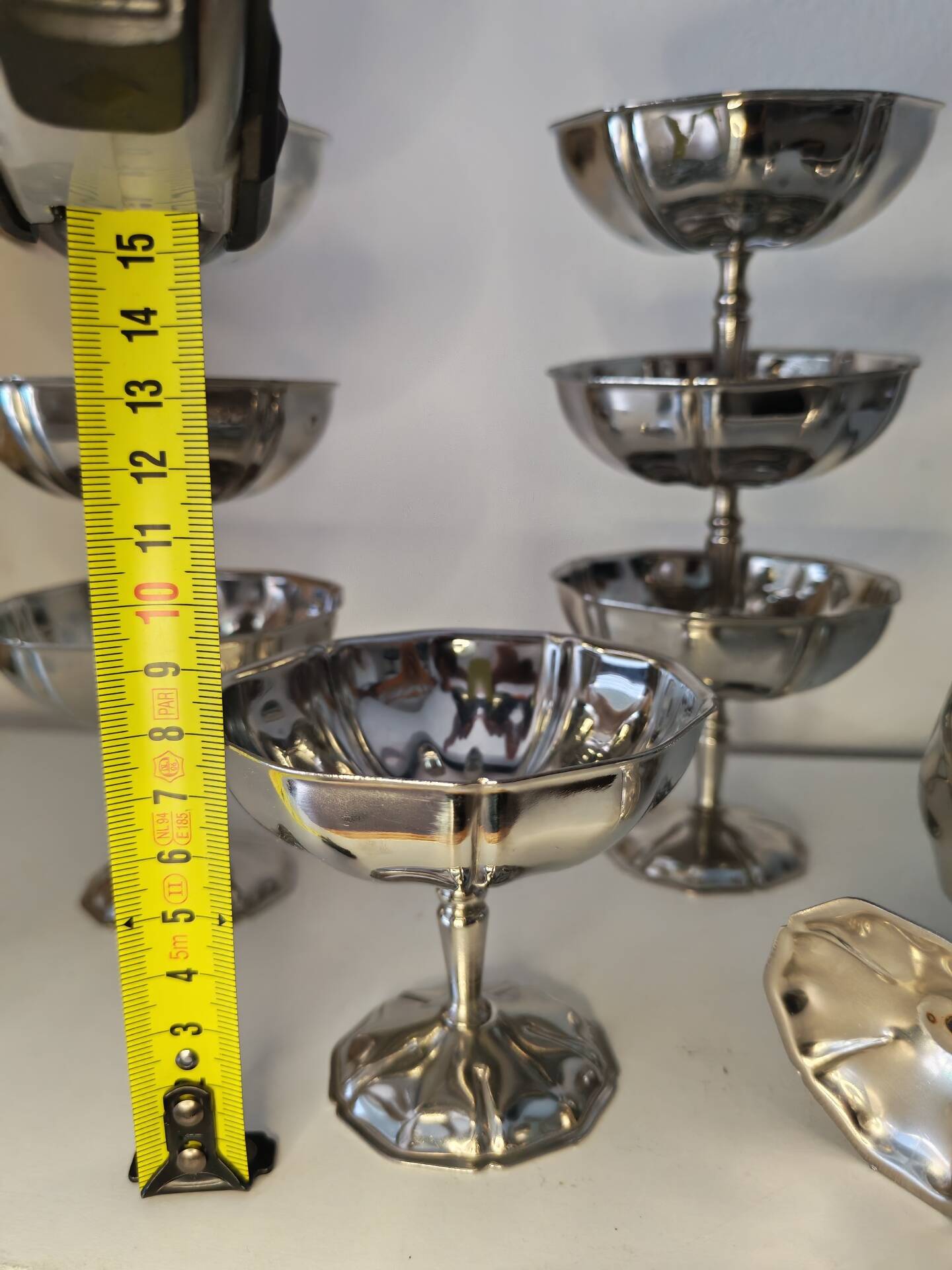 11 vintage stainless steel ice cream cups