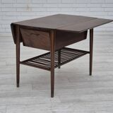 1950s, Danish foldable coffee table with drawer and shelf, original condition.
