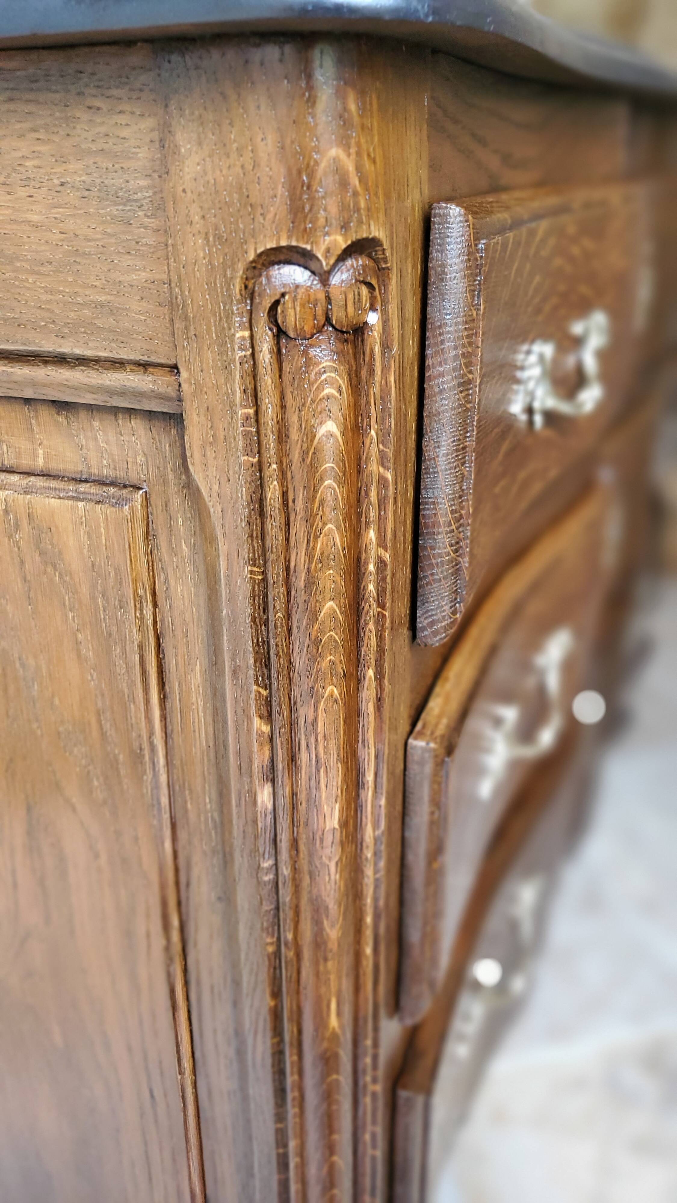 Solid oak vanity unit in Louis XV style