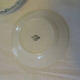3 assiettes plates faïence ancienne St Amand Salins  vert