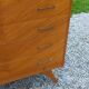 Vintage chest of drawers in blond and golden oak, compass legs and 4 drawers, 1950s