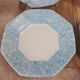 Set of 4 vintage blue marbled Arcopal deep plates.