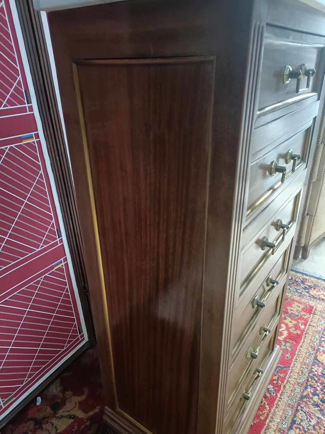 Chiffonier or semainier Louis XVI style, 6 drawers and white marble