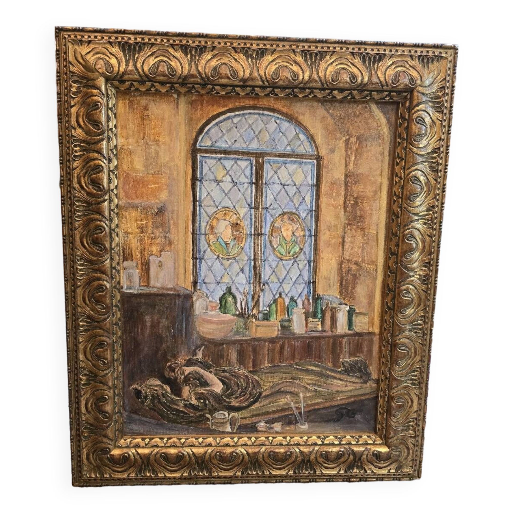 Oil on canvas "the artist's studio"