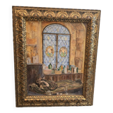 Oil on canvas "the artist's studio"