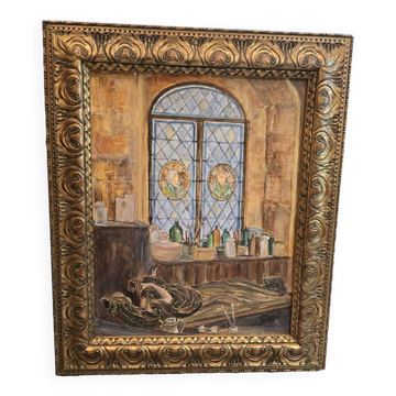 Oil on canvas "the artist's studio"