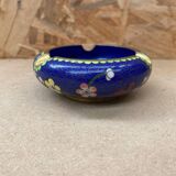 Ancien Cendrier Chinois Bronze en Émail Cloisonné Motif Fleurs Vintage