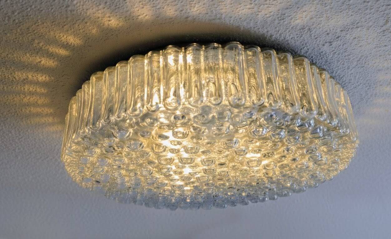 Space Age Staff ceiling light with bubbled glass