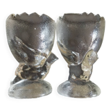 Antique Portieux glass egg cups