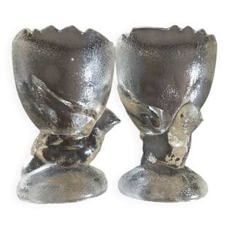 Anciens coquetiers en verre de Portieux