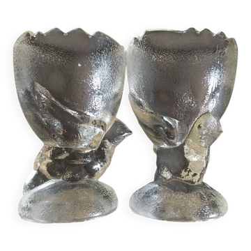 Antique Portieux glass egg cups