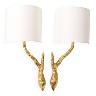 Pair of gilt bronze wall lights Maison Arlus