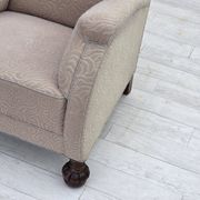 1950s, Danish artdeco armchair, furniture wool, oak wood legs.