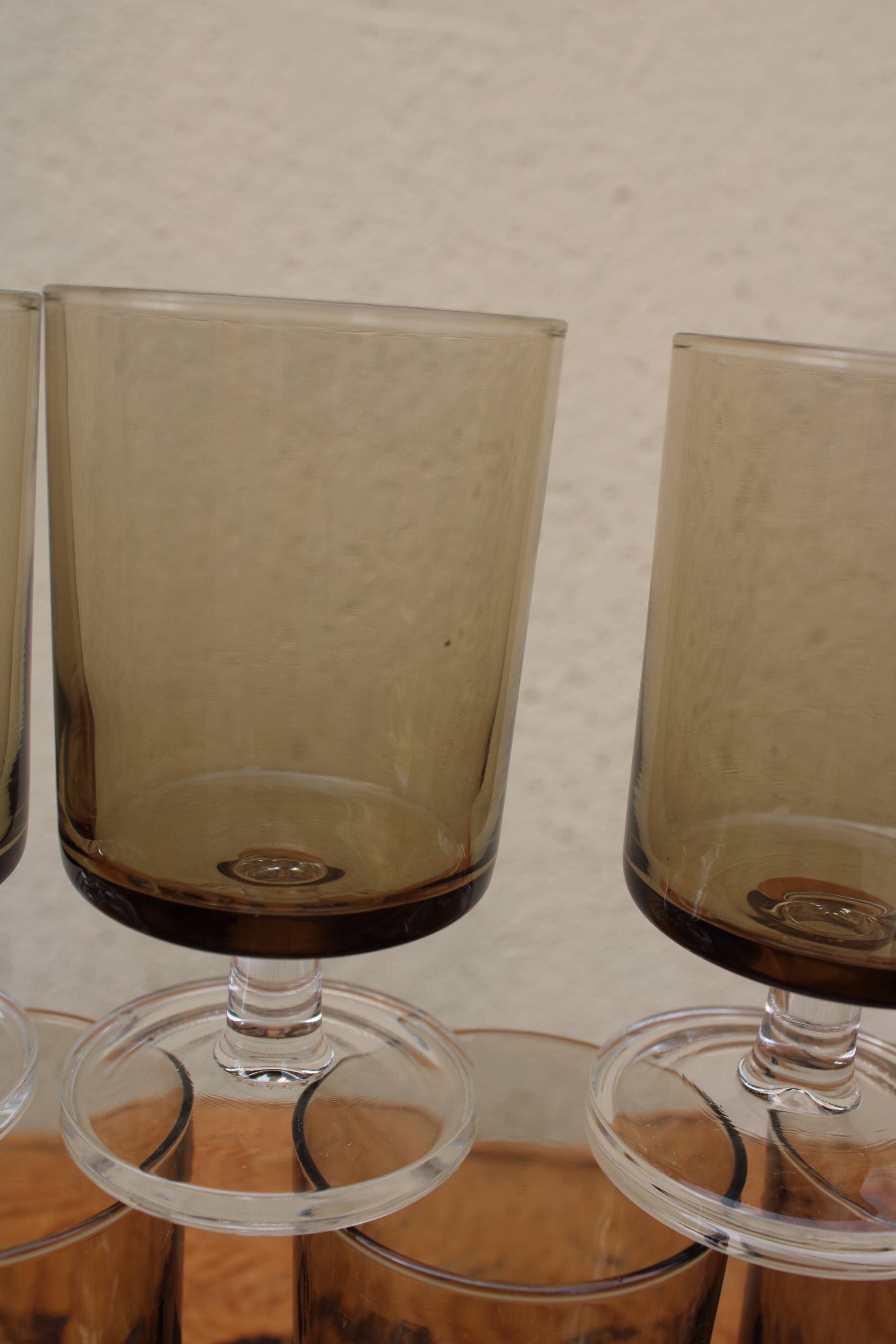 9 Luminarc amber glass wine glasses