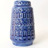 Vintage Scheurich Inka Vase, Blue Ceramic, West Germany