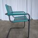 Vintage Mart Stam Style Armchair: Turquoise Leather, Black Chrome Cantileve