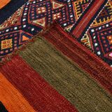 4x4 Square Bohemian Pattern Kilim Area Rug, 128x128Cm