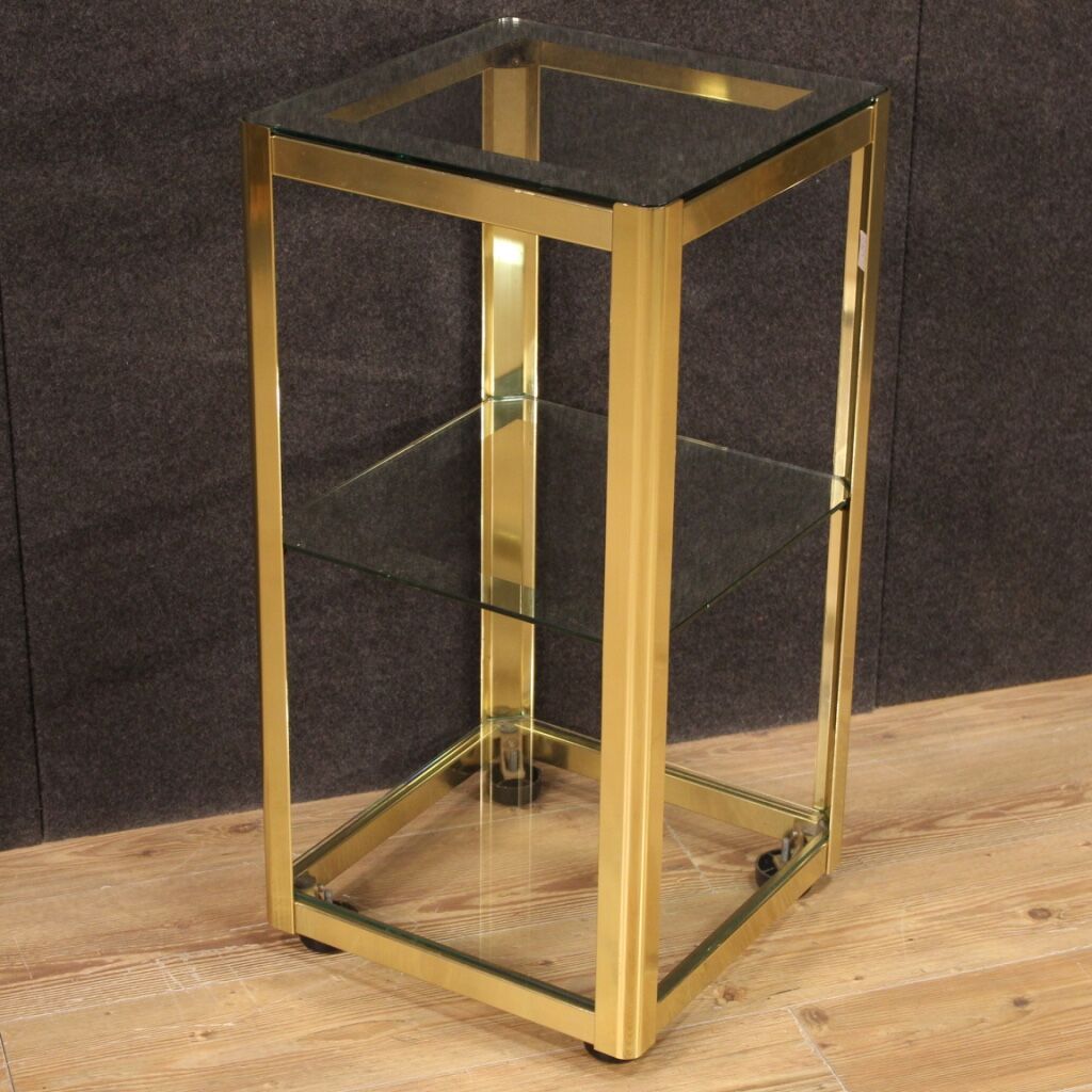 Design coffee table in golden metal from the 80s
