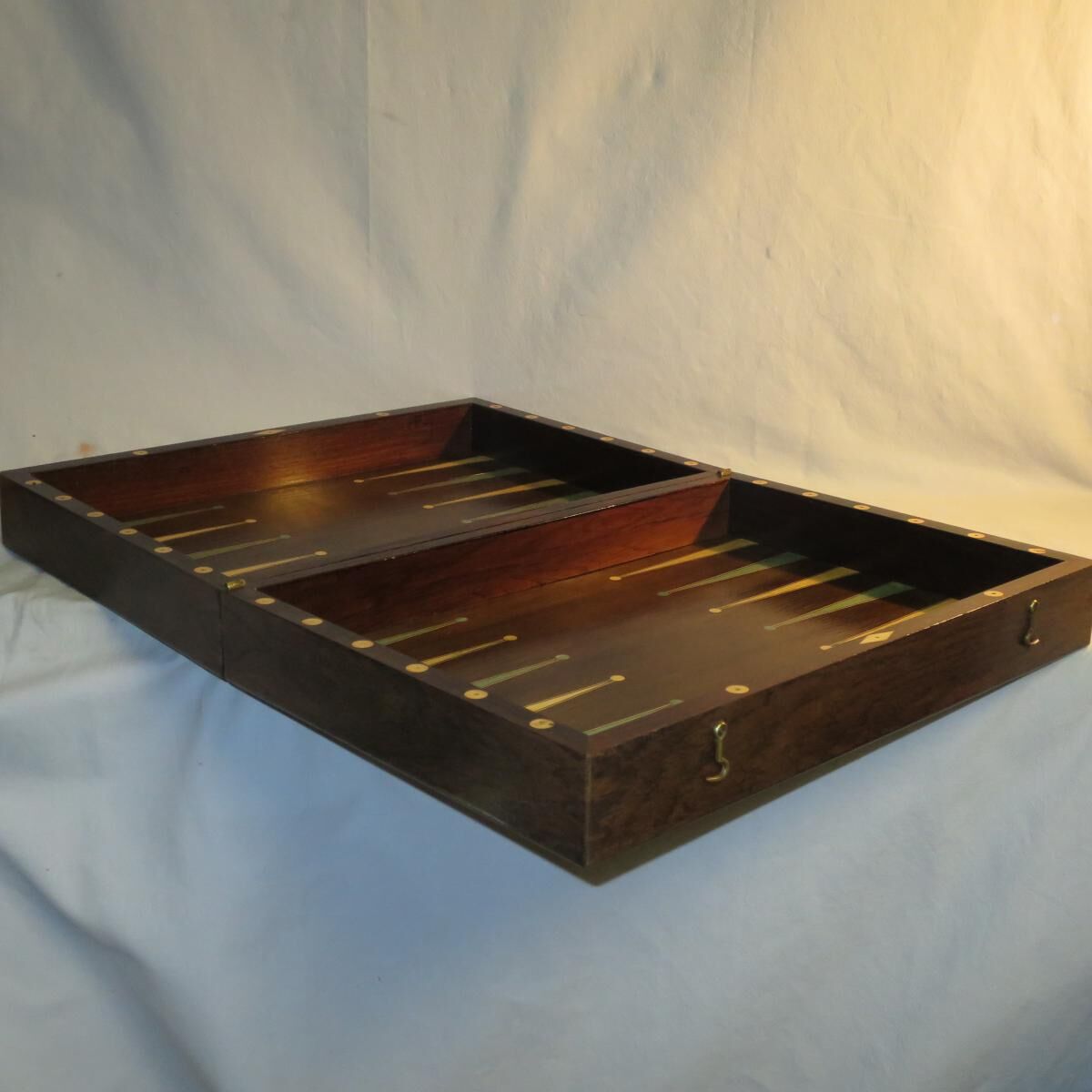 Box game beginning 19th Chess Backgammon in marquetry Cabinet jacquet failure flag