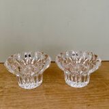 Set of 2 vintage molded glass candle holders